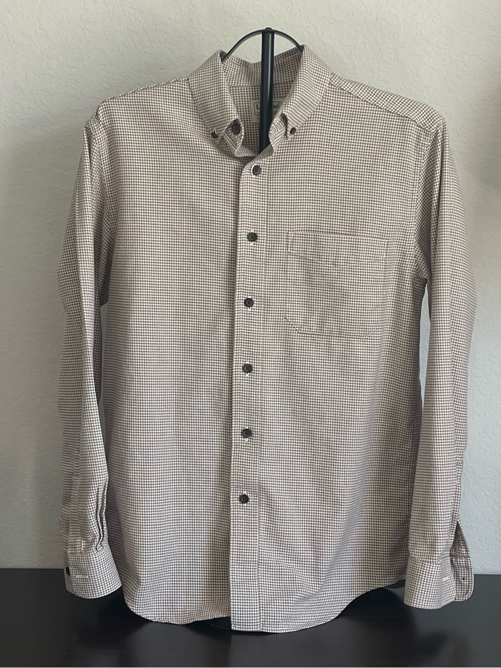 Vintage L.L. Bean "Wicked Good" Houndstooth Flannel Shirt — Men's S-REG